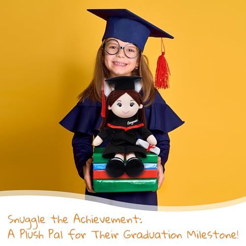 June Garden Snuggle Cuties 15" Graduation Gifts - Soft Plush Dolls with Cap and Gown - Gifts for Preschool and Kindergarten Graduation Day - Girl M - color: Graduation Girl, size: Medium