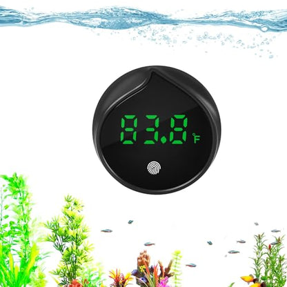 Removable Aquarium Water Thermometer Gauge with Touch Screen Digital Fish Tank Thermometer LED Display ±1℉/0.5℃, Fish Tank Accessories for Betta, Axolotl, Shrimp, Turtle, Reptile and Aquatic (Black)