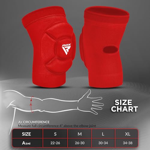 RDX Elbow Pads, Muay Thai MMA Kickboxing Sparring Elbow Guard, Martial Arts Striking Protection,Wrestling Basketball Adjustable MTB Volleyball Compression Padded Sleeve, Men Women - color: Red White, size: X-Large