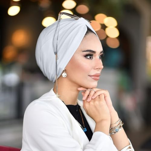 para life Knot Turbans for Women, Breathable Instant Turban|Standard Size Cotton|Pre-tied Scarf, Hijab Cap&Undercap - color: Off-white