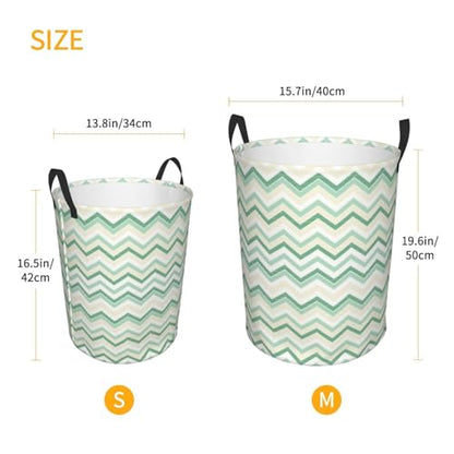 Aqua Blurry Abstract Zig Zag Print Round Waterproof Oxford Cloth Laundry Basket Multi-Purpose Storage Basket Toys Books Clothes Storage Basket - color: Black 10
