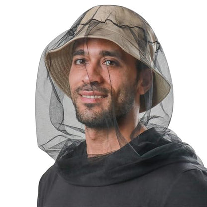 Practical Head Covers with Fine Density Mesh Antibug Head Net for Women Men Unisex Hiking Camping Fishing Accessories Gnat - color: Navy Blue Sky Top
