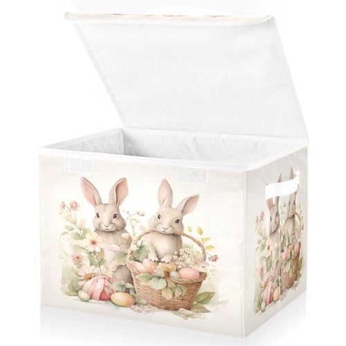 senya Easter Baskets Collapsible Storage Bins with Lids, Easter Bunny Rabbit Storage Boxes Clothes Baskets for Organizing - color: Easter 3