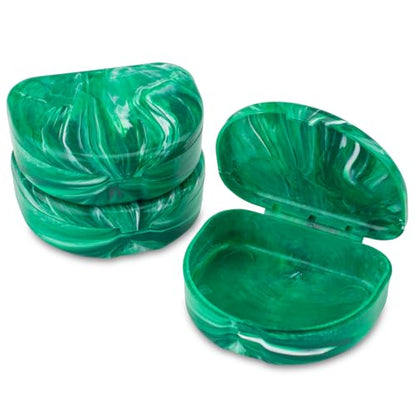 Practicon Marble Retainer Cases, Orthodontic Aligner Case, Mouth Guard Holder (3 Pack) (Forest Green) - color: Forest Green
