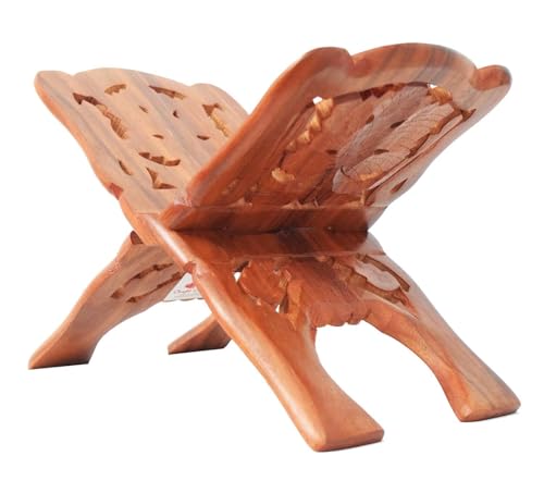 Goofy Turtle Pure Premium Sheesham Wooden Book Stand Rehal for Pooja Reading, Geeta, Bible, Quran Books Brown 12 inch
