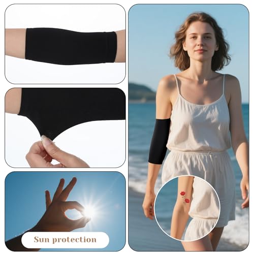 2 Pairs Tattoo Cover up Sleeve, Forearm Concealer Support | Tattoo Aftercare UV Protection over Sleeve Elbow Sleeves for Women Men - color: Black