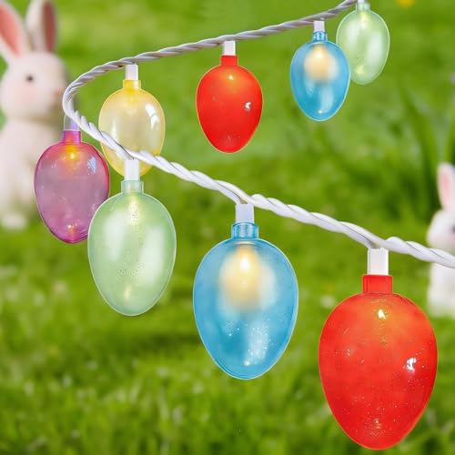 Easter Lights String, 8.5Ft Easter Decoration String Lights with 10 Easter Egg Lights, Multicolor Egg String Lights Plug in for Outdoor Bedroom Party Holiday Home Spring Themed Tree Eggs Decor - color: Colorful Egg Lights, size: 8.5FT