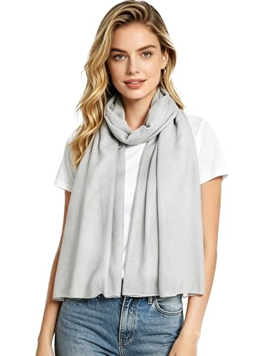 Lina & Lily Solid Shimmer Sparkle Glitters Sheer Maxi Shawl Scarf Hijab Lightweight - color: #5 Silver
