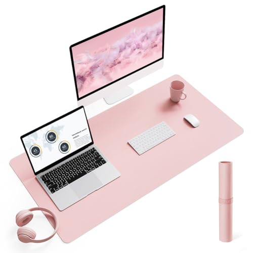 Writing Desk Pad Protector, YSAGi Anti-Slip Thin Mousepad for Computers,Office Desk Accessories Laptop Waterproof Desk Protector for Office Decor and Home (Pink, 35.4" x 17") - color: Pink, size: 35.4" x 17"