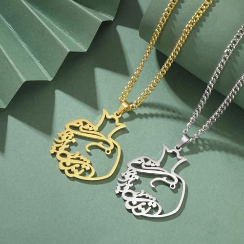 Pomegranate Arabic Calligraphy Necklace Islamic Blessing Love Hope Pendant Persian Muslim Amulet Religious Jewelry Gift for Women - color: Bismillah gold