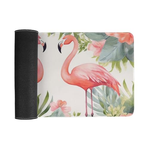 Large Size Gaming Mouse Pad Flamingos and Flowers Desk Mat Non-Slip Base Waterproof Desktop Writing Pad for Office Home - color: Flamingos and Flowers, size: 40X75cm