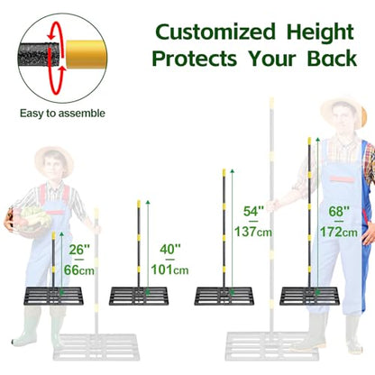 Lawn Leveling Rake 30”x10” Large Heavy Duty Metal Lawn Leveler with Long Adjustable Handle Proffesional Yard Leveling Rake for Soil Dirt Sand Compost Efficient Lawn Leveling Tool (Foldable 5FT) - style: Foldable 5FT