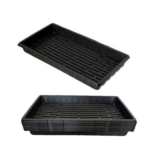 Standard 1020 Tray Sturdy Plant Growing Trays Plastic Seed Starter Tray for Microgreens Heavy Duty Seedling Trays No Drainage Holes 10 Pack - size: 1020 tray 10 pack