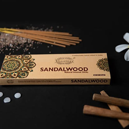 Raajsee Sandalwood Incense Sticks 100 Gm Pack-100% Pure Organic Natural Hand Rolled Free from Chemicals-for Church,Aroma Therapy,Relaxation,Meditation & Sensual Therapy - color: Sandalwood