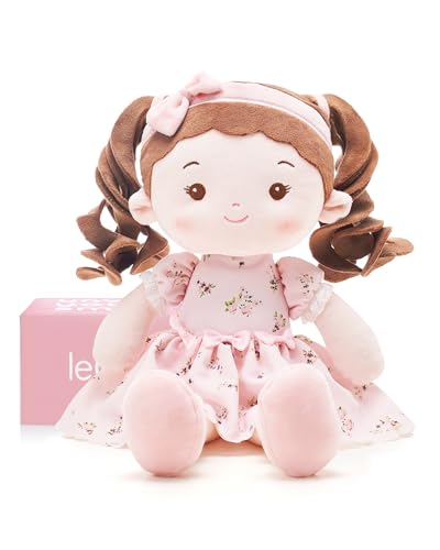 LeyaDoll Soft Plush Baby Doll 16'', First Rag Doll for 1 Year Old Girl Gift - color: Princess Breeze-pink
