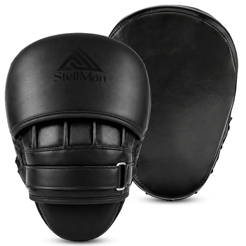 Focus Pads for Boxing & MMA Training | Lightweight Curved Punch Mitts with Shock-Absorbing Foam | Kickboxing, Muay Thai & Sparring Target Pads for Coaches & Fighters - color: Black