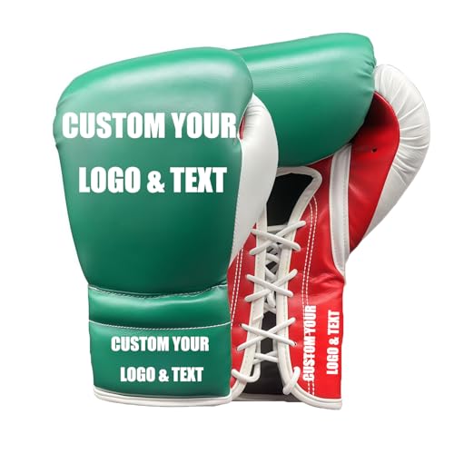 Custom Lace-Up Boxing Gloves, Traditional Professional Gloves for Training, Sparring, Competition and Heavy Punching Bags, Adult Men and Women, MMA, Kickboxing, Muay Thai - size: 12OZ
