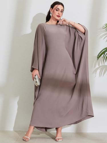 Women's Modest Hidden Adjustable Belt Oversized Abaya Muslim Dress Prayer Robes Kaftans - color: Taro Color
