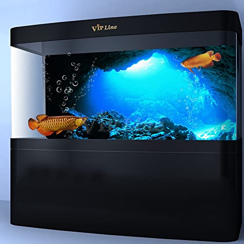Aquarium Background Poster Under Water Cave Sunlight Fish Tank Backdrop Decorations PVC Fish Tank Background (24" x 12"/ 61 x 30cm) - size: 24" x 12"/ 61 x 30cm