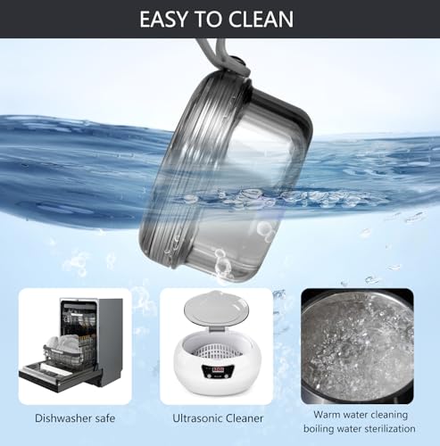 Leakproof Denture Case Denture Soaking Cup False Teeth Container, Dental Denture Bath Holder Storage Box Retainer Cleaner Case for Traveling - Leak Proof and Lid Waterproof - Transparent Black - color: Transparent Black
