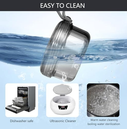 Leakproof Denture Case Denture Soaking Cup False Teeth Container, Dental Denture Bath Holder Storage Box Retainer Cleaner Case for Traveling - Leak Proof and Lid Waterproof - Transparent Black - color: Transparent Black