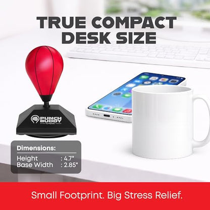 Desktop Punching Bag – Desk Fidget Toy for Stress Relief & Focus – Mini Suction Cup Punch Ball with Patented Griply™ Technology – Office Stress Reliever for Adults, Teens & Coworkers - color: Red