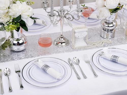 Supernal Pre Rolled Silver Plastic Silverware Set of 30 Wrapped Cutlery,Heavy Duty Disposable Wrapped Cutlery Set for Business Banquets, Weddings, Mother's Day,Graduations & 2026 Events - color: Silver, size: 30 Pack