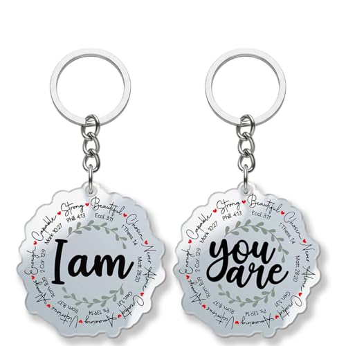 2PCS Christian Keychains for Women Men, Bible Verse ID Acrylic Material Keychains for Bag Accessories, Religious Gift for Nurses, Teachers and Healthcare Staff -I Am Inspiration - color: Christian Baptism