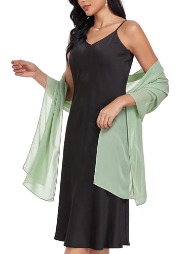 Shawls and Wraps Soft Chiffon Scarve Scarf For Evening Party Dresses Wedding Stole - color: Light Green