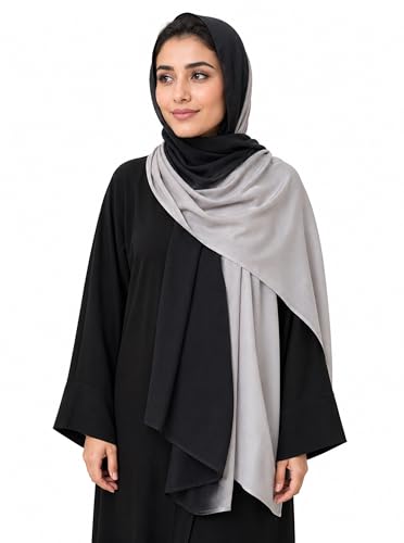Gradient Dual Color Scarf，Elegant Ombre Headwraps Hijab, Modal Cotton Feel Lightweight Sunscreen Shawls for Women - color: 5#blackgrey