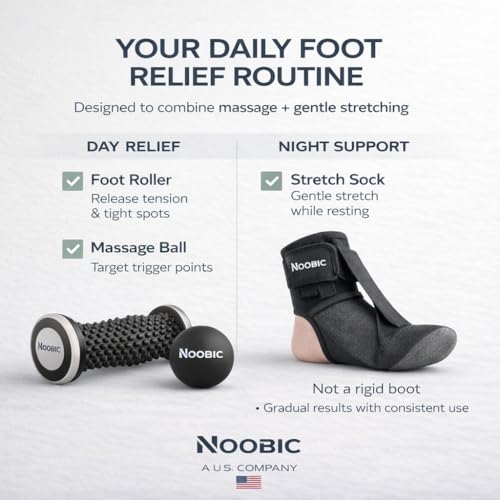 Plantar Fasciitis Night Splint, Foot Roller & Lacrosse Ball for Tension Relief, Foot Pain Relief Heel Spur, Arch Pain, Achilles Tendonitis, Comfortable and Gentle Foot Brace Men and Women (M) - size: Medium