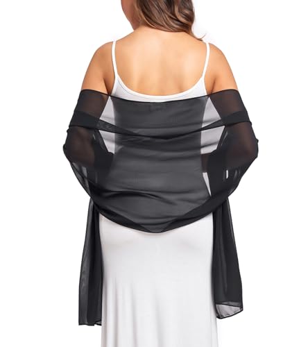 Shawl and Wrap for Evening Dresses Wedding Sheer Scarfs Women Scarve - color: Black, size: One Size