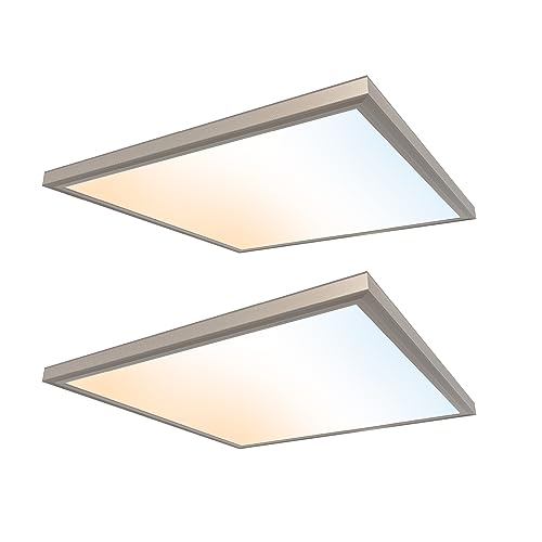 UltraLux 2x2 Surface Mount LED Panel TRIAC Dimmable 3CCT Brushed Nickel 2Pk - color: Brushed Nickel, size: 2X2 (2 Pack)