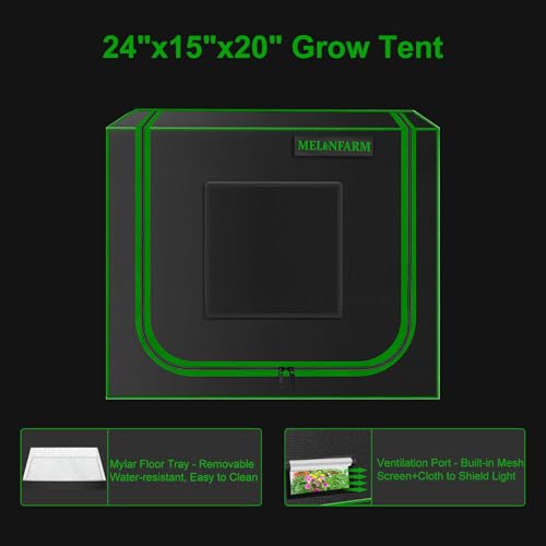 Small Grow Tent for Aerogarden，24”x16”x24” ，Hydroponics Growing System ，Highly Reflective 600D Diamond Mylar Canvas with Ventilation window and Floor Tray for Hydroponic Indoor Plant Growing - size: 24"x16"x24"