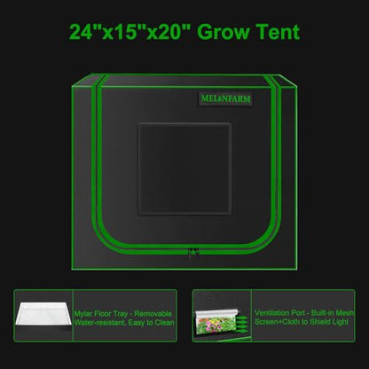 Small Grow Tent for Aerogarden，24”x16”x24” ，Hydroponics Growing System ，Highly Reflective 600D Diamond Mylar Canvas with Ventilation window and Floor Tray for Hydroponic Indoor Plant Growing - size: 24"x16"x24"