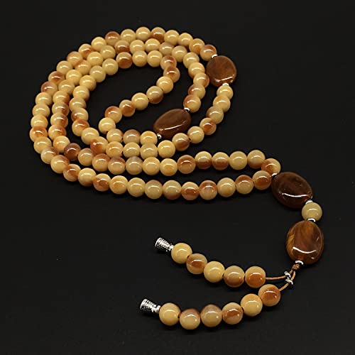 -8MM -99 Beads Necklace DHIKR TASBIH Collection- Imitation Acrylic Muslim Beads-Tesbih-Tasbih-Tasbeeh-Misbaha-Masbaha-Subha-Sebha (Honey-1) - color: Honey-1