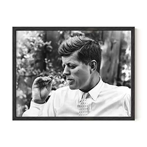HAUS AND HUES JFK Smoking Wall Art for Men - Cool Posters for Guys Bedroom, Trippy Posters and Prints for Wall Decor, Weed Art for College Dorm, John F Kennedy Stoner Prints (Unframed 12x16) - color: Jfk, size: 12"L x 16"W