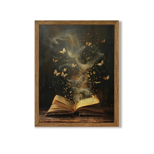 Urmoya Dark Academia Vintage Reading Book Butterfly Wall Art, 8x10 Inch - color: Book, size: 10"L x 8"W
