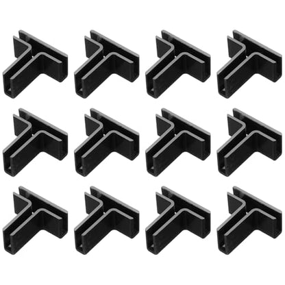 uxcell 12Pcs Plastic Glass Connector, t Shaped Glass to Glass Clamp for 4mm Thick, Fixing Bracket Rimless Clip Holder for Aquarium Fish Tank Display Shelves, (4mm, Black) - size: 4mm