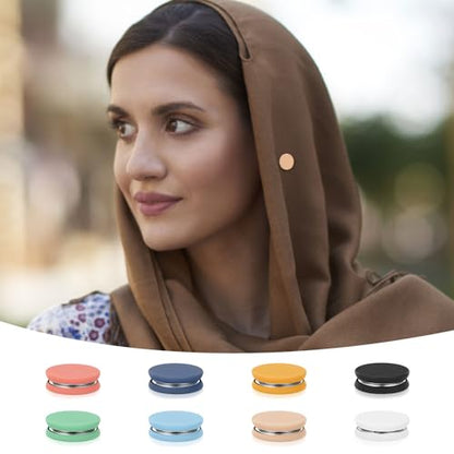 8pcs Hijab Magnetic Pins, Strong Hijab Magnets Multi-Purpose Colorful Magnetic Scarf Clasp Pinless Brooch Hijab Pins Buttons for Women Clothing Dress Scarves (Matte)