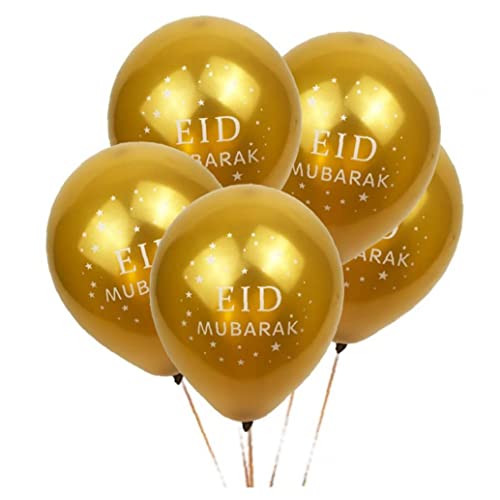 Eid Mubarak Balloons 10pcs Happy Eid Gold Latex Balloons Muslim Festival Decoration Supplies