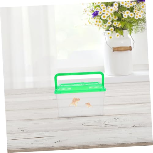 Toyvian 4pcs Transparent Mini Fish Tank Portable Pet Carrier with Handle Versatile Breeding Box for Fish Turtles and Small Reptiles Stable Multifunctional Design for Travel and Decoration