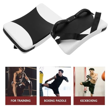SHERCHPRY Taekwondo Kick Pads Sparring Gear for Black-White Large Handheld Kicking Targets Curved Shield for Martial Arts Training and Coaching