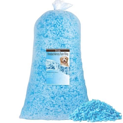 DR.DUDU 5lbs Shredded Memory Foam Filling for Bean Bag Filler, Soft and Convenient Pillow Stuffing Foam for Couch Cushion Dog Bed Chair Arts Crafts, Added Gel Particles (Blue) - size: 5lb