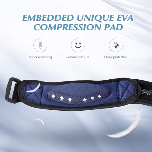 AGPTEK Elbow Brace for Tendonitis and Tennis Elbow 2 Pack, Tennis Golfers Elbow Support Arm Band Pain Relief Elbow Wrap Weightlifting Elbow Strap with Compression Pad for Men & Women - color: Navy Blue