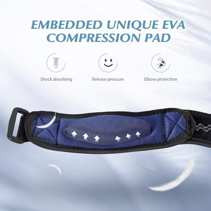 AGPTEK Elbow Brace for Tendonitis and Tennis Elbow 2 Pack, Tennis Golfers Elbow Support Arm Band Pain Relief Elbow Wrap Weightlifting Elbow Strap with Compression Pad for Men & Women - color: Navy Blue