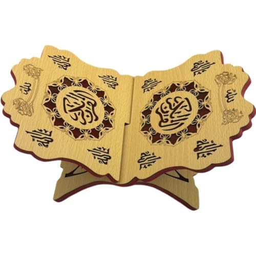 Wooden Eid Islamic Book Shelf, Small Wooden Recipe Stand for Ramadan Bible Holder Kuran Quran Koran Holy Book Stand - color: B