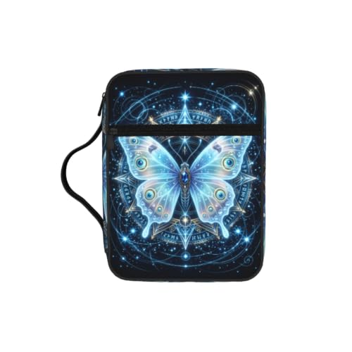 Mystic Celestial Butterfly Bible Cover Case with Handle and Zippered Pocket - color: Mystic Celestial Butterfly