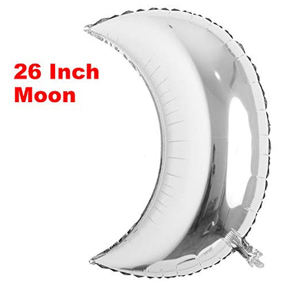 26 inch large moon foil helium balloons baby shower 100 days kids birthday party wedding decoration supplies big moon balloons (26 inch Moon Silver) - color: 26 Inch Moon Silver