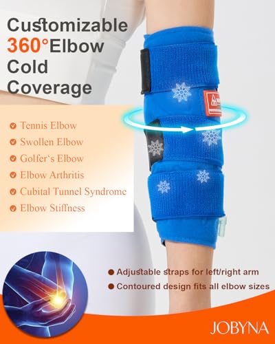 Cold Therapy Machine for Elbow, Ice Machine for Tennis Elbow&Post-Surgery Recovery, Cryotherapy Device with Temp Display & 3 Flow Modes, Adjustable Elbow Wrap for Arthritis, Bursitis, Swelling Relief